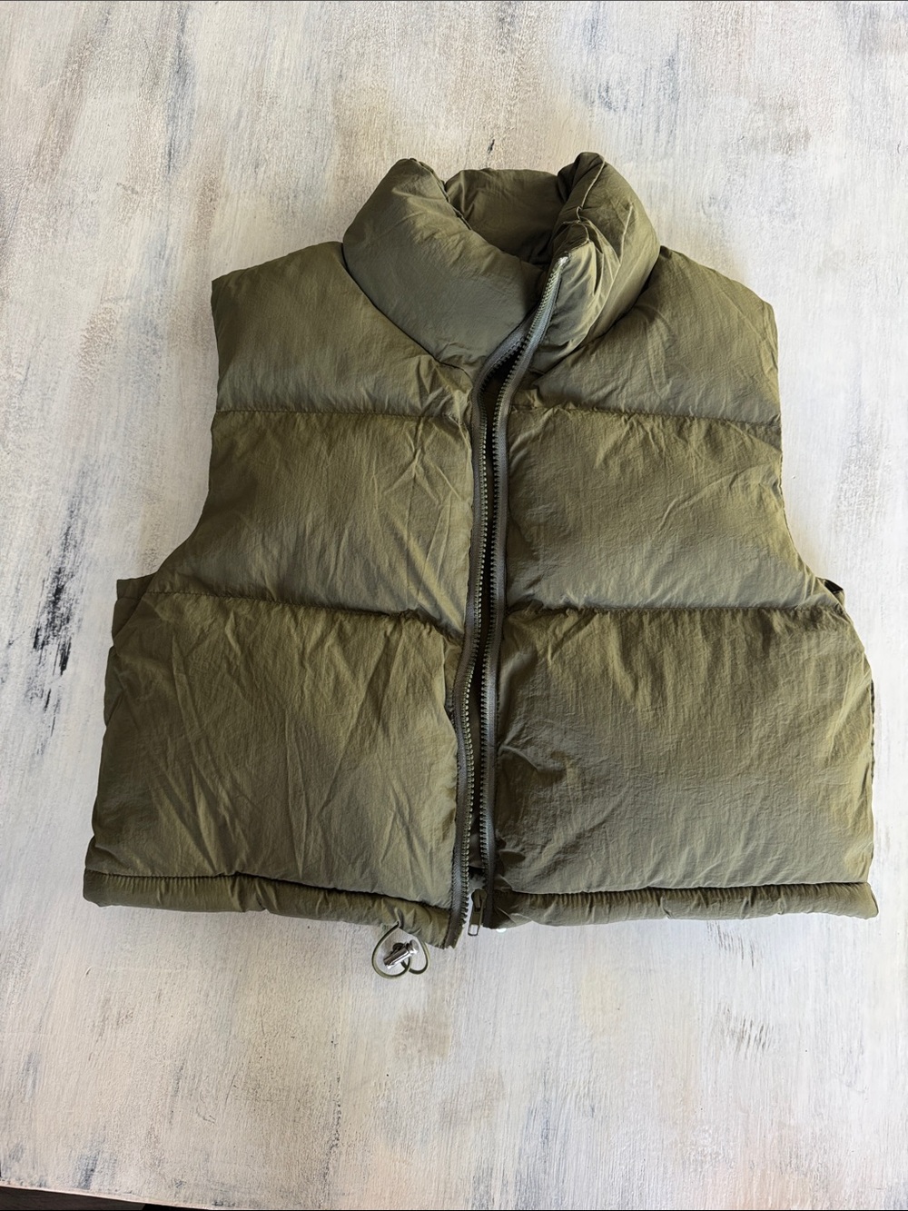 NWOT, Size S, SHEIN Olive Quilted Puffer Vest with High Collar, Never Worn